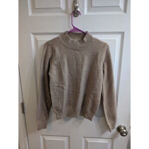 Dreamers by Debut Tan Mock Neck Sweater Heart Elbow Patches - Size XS